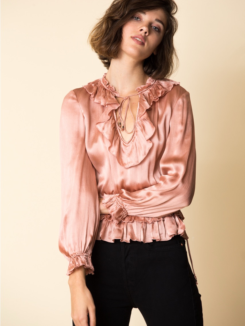 Ulla Johnson Maisie Blouse Silk Ruffle Boho Peplum Top Pink Size 2